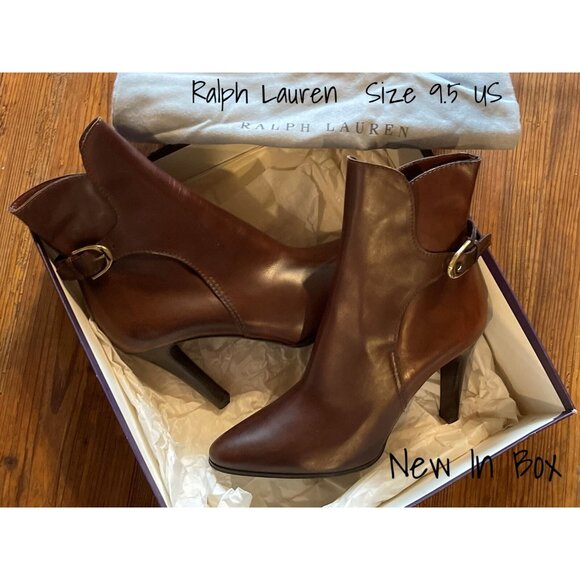 Ralph Lauren Purple Label Leather High Heel Short Boots Size 8.5 US - New - Picture 1 of 3